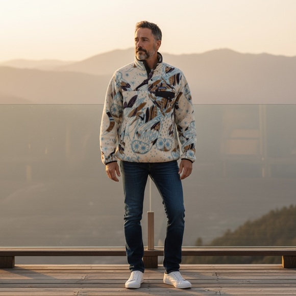 PATAGONIA SYNCHILLA Sweater Pullover Unisex Size M Snaps Closure Long Sleeves - Picture 4 of 15